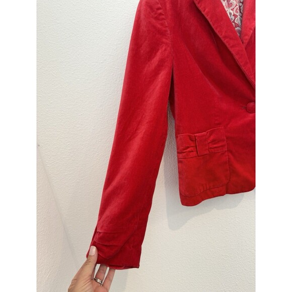 Apostrophe Women's Red Velvet Blazer Pockets Chic Girly Career 2 *Stain - Picture 4 of 14